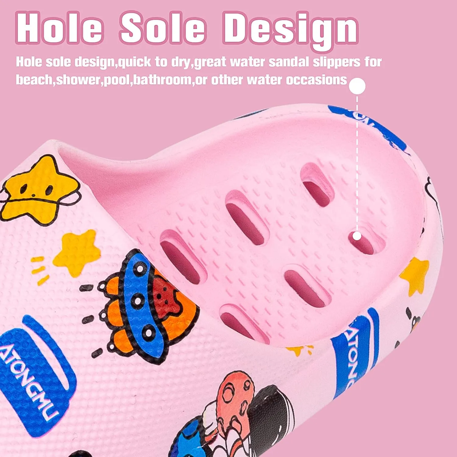 techcity Boys Girls Slide Sandals Soft Cushioned Thick Sole Non-slip Summer Slippers Quick Drying Bathroom Shower Pool Beach Sandals for Toddler Little Kids