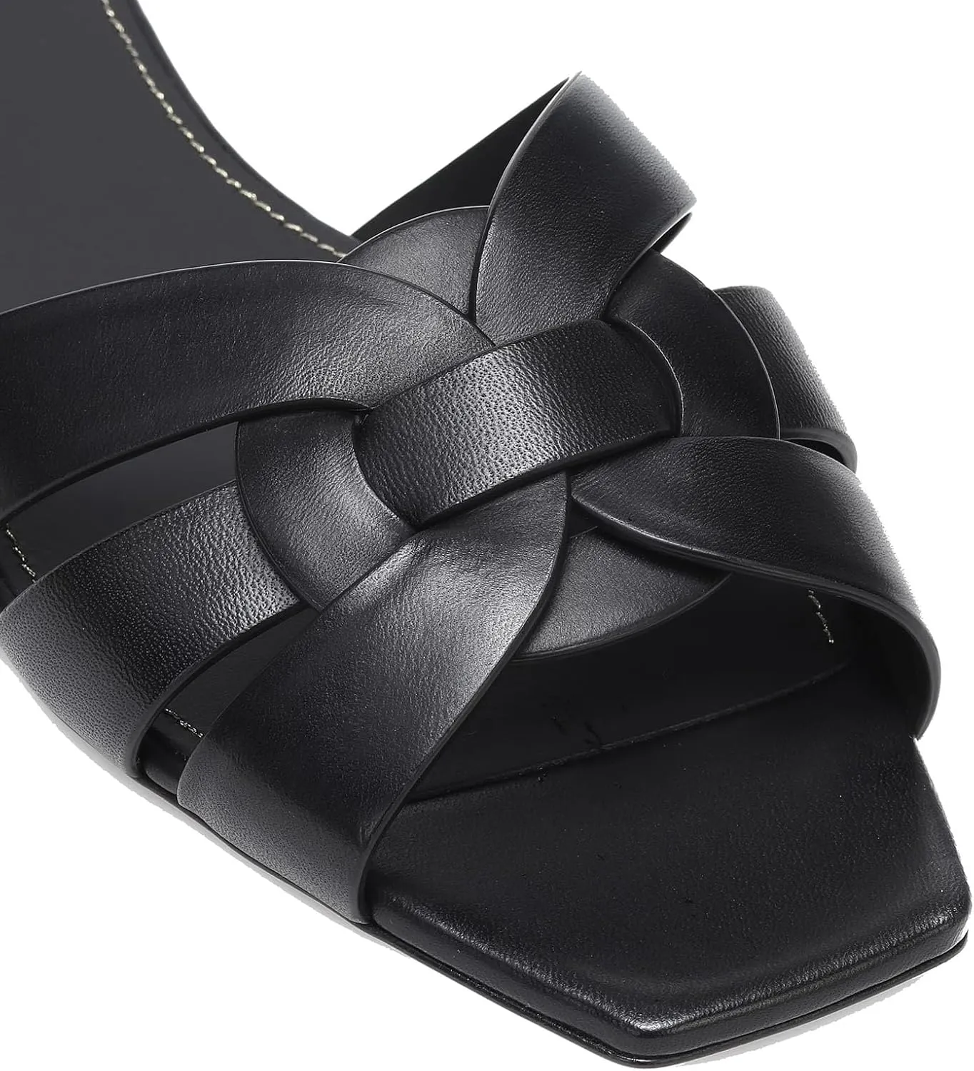 THESHY Women's Flat Sandals Square Toe Patent Leather Comfortable Slip on Slippers Casual Summer Dressy Beach Slide Sandals for Women