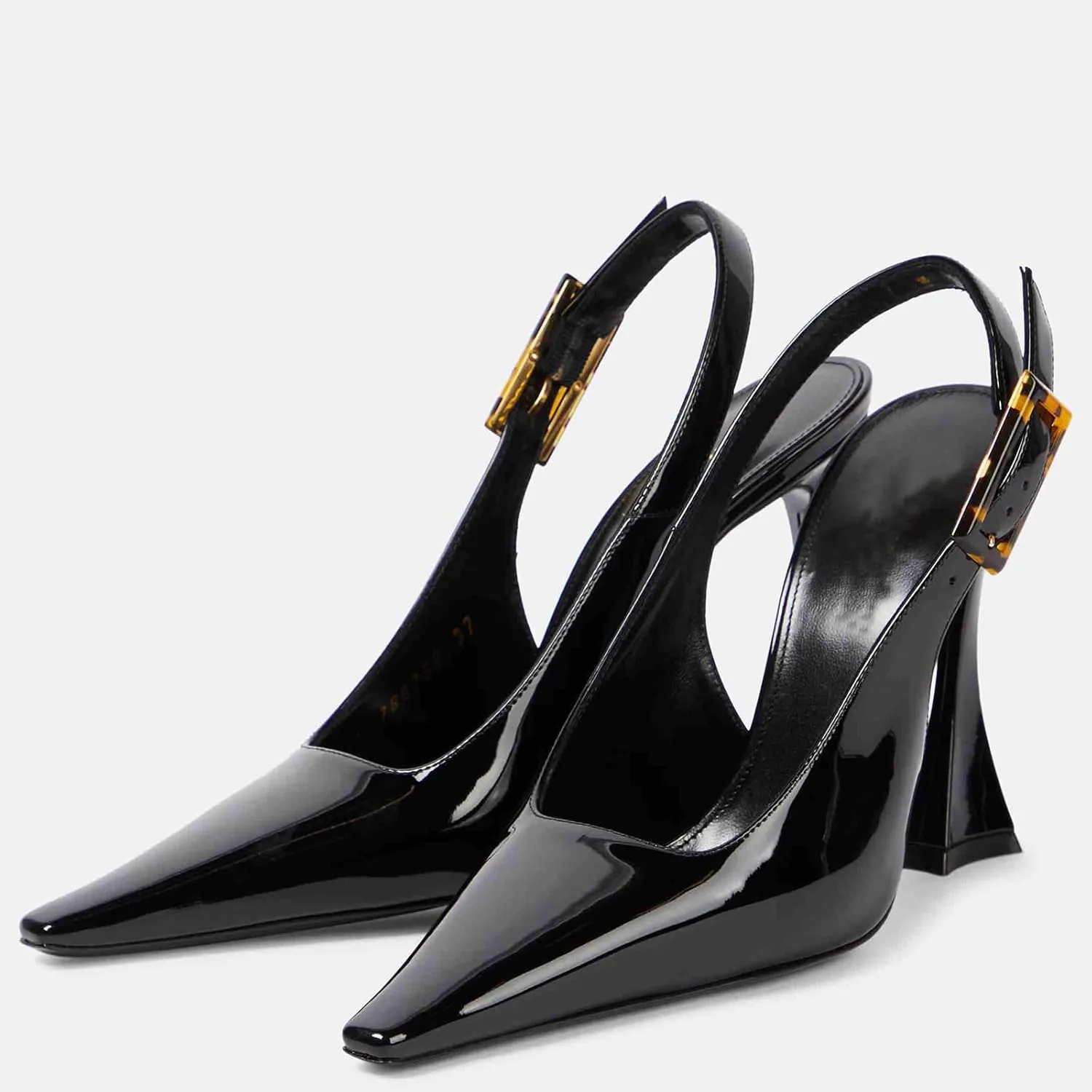 THESHY Womens Patent Slingback Pumps Pointed Toe Stiletto High Heels Backless Slip-on Buckle Pump Fashion Dress Shoes for Women