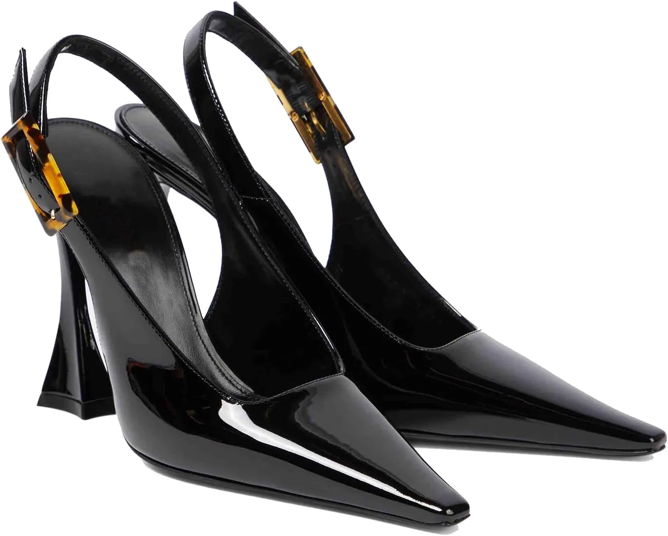 THESHY Womens Patent Slingback Pumps Pointed Toe Stiletto High Heels Backless Slip-on Buckle Pump Fashion Dress Shoes for Women