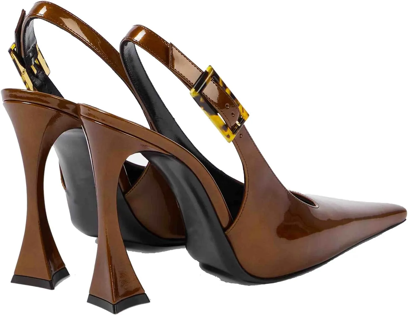 THESHY Womens Patent Slingback Pumps Pointed Toe Stiletto High Heels Backless Slip-on Buckle Pump Fashion Dress Shoes for Women