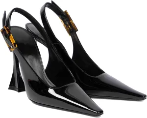 THESHY Womens Patent Slingback Pumps Pointed Toe Stiletto High Heels Backless Slip-on Buckle Pump Fashion Dress Shoes for Women