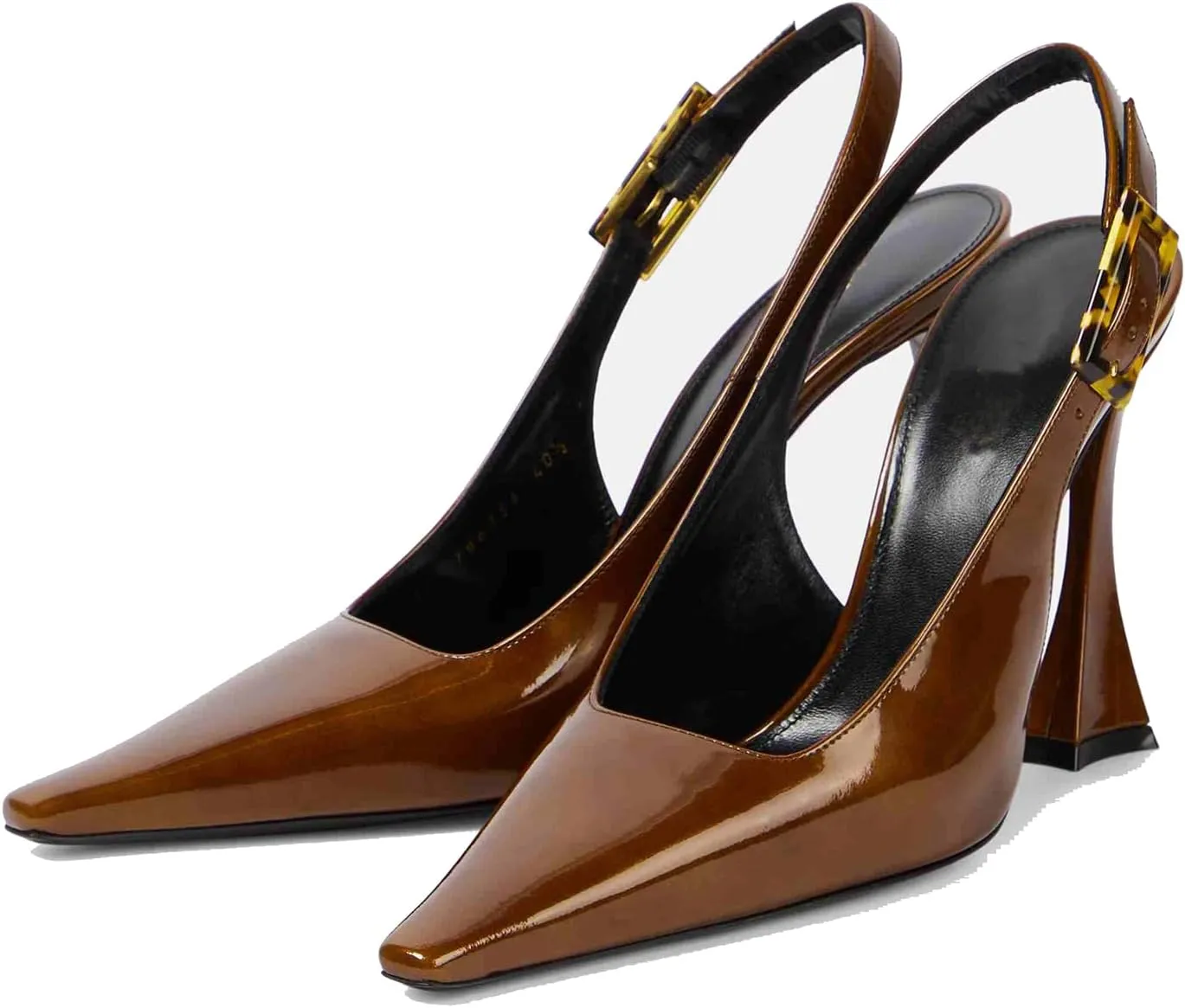 THESHY Womens Patent Slingback Pumps Pointed Toe Stiletto High Heels Backless Slip-on Buckle Pump Fashion Dress Shoes for Women