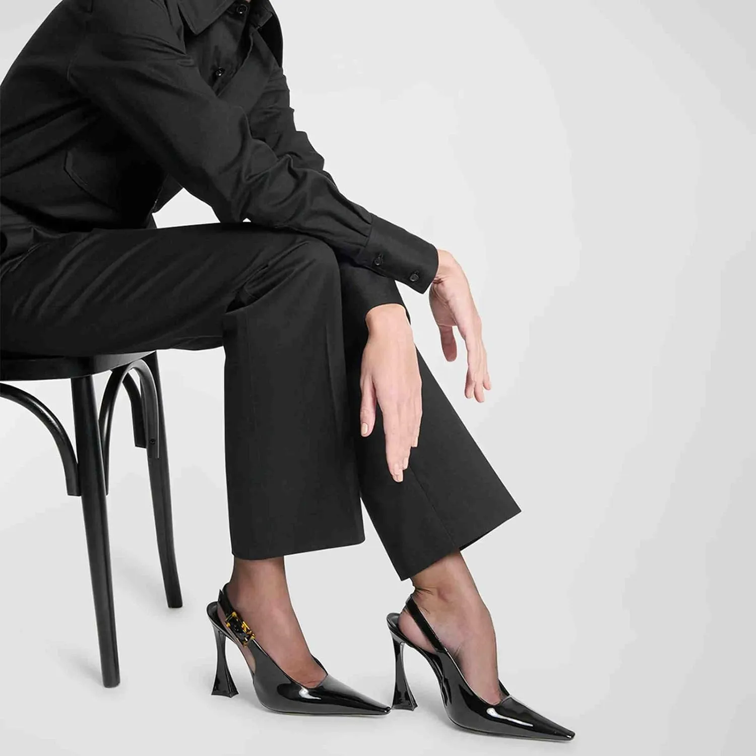 THESHY Womens Patent Slingback Pumps Pointed Toe Stiletto High Heels Backless Slip-on Buckle Pump Fashion Dress Shoes for Women