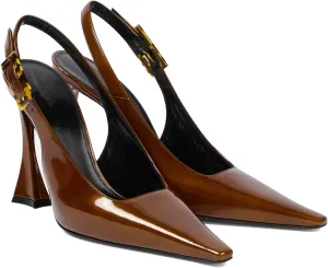 THESHY Womens Patent Slingback Pumps Pointed Toe Stiletto High Heels Backless Slip-on Buckle Pump Fashion Dress Shoes for Women