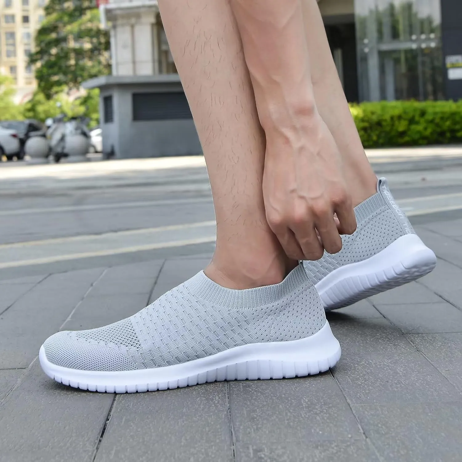 TIOSEBON Men's Slip On Walking Shoes Knit Mesh Tennis Sneaker