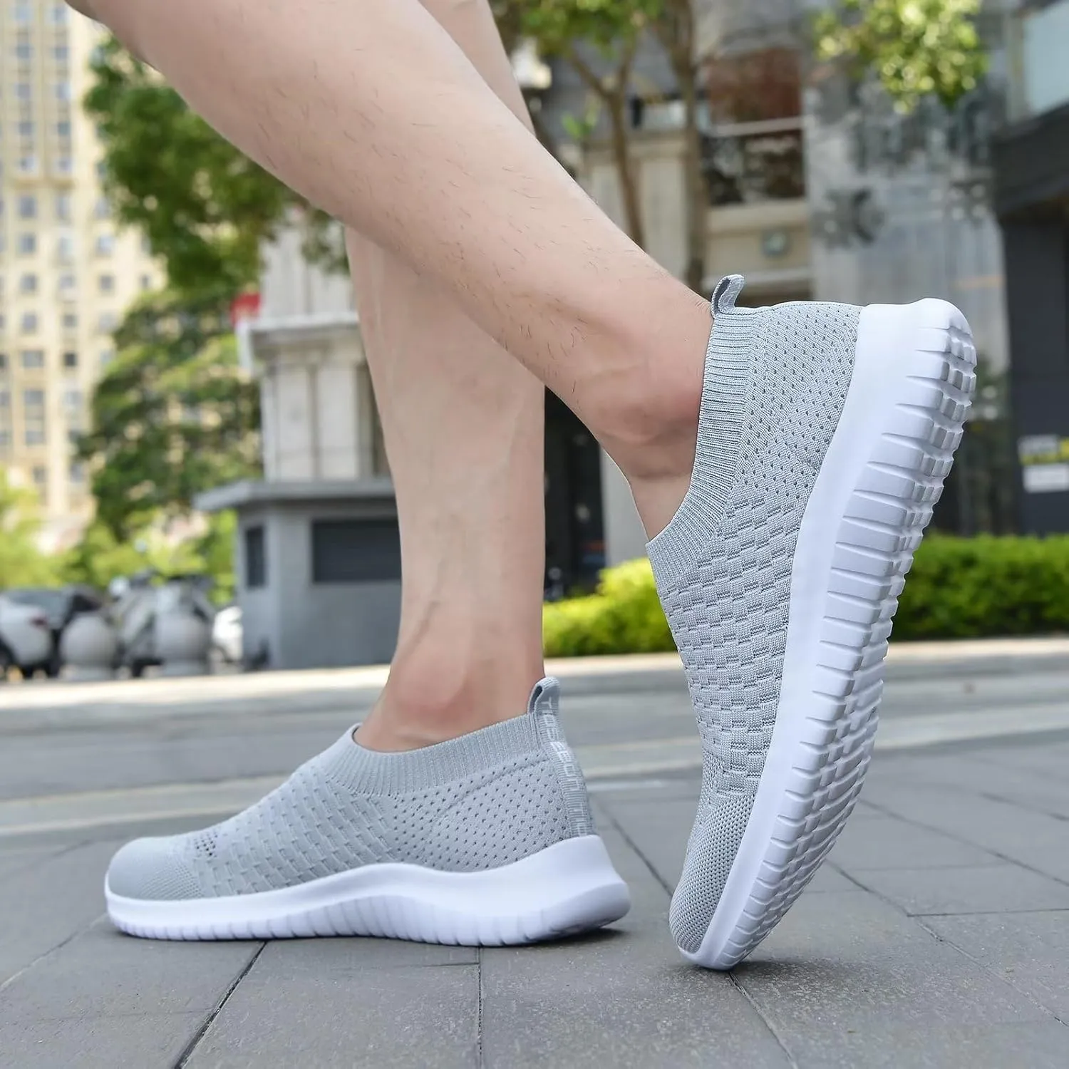 TIOSEBON Men's Slip On Walking Shoes Knit Mesh Tennis Sneaker