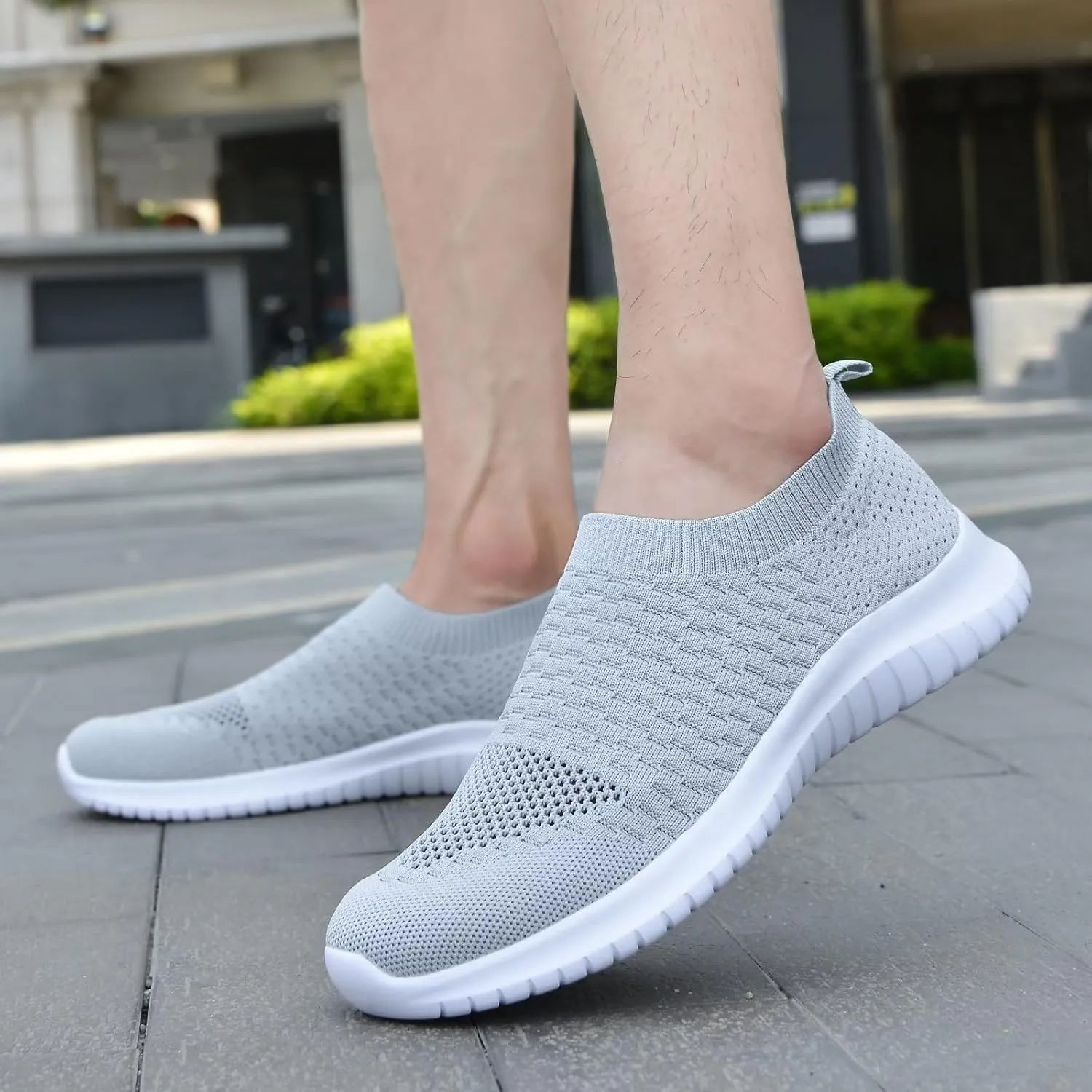 TIOSEBON Men's Slip On Walking Shoes Knit Mesh Tennis Sneaker