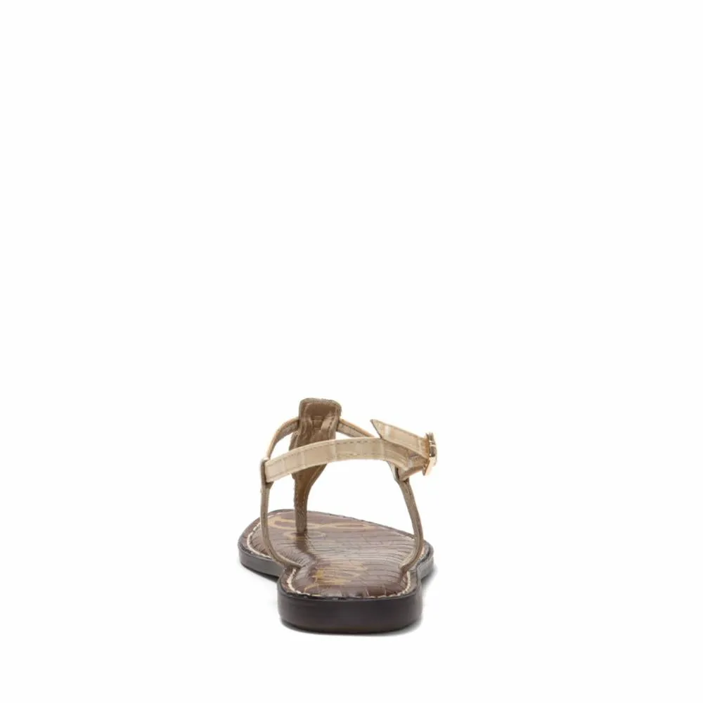 Toe Flats Rich selection Cheetah Tan/Gold Sam Sandals Strap Embossed Highly recommended Open Gigi Ankle Edelman