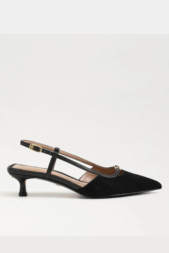 Toni Slingback Kitten Heel-Black Suede