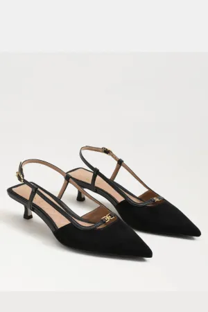 Toni Slingback Kitten Heel-Black Suede