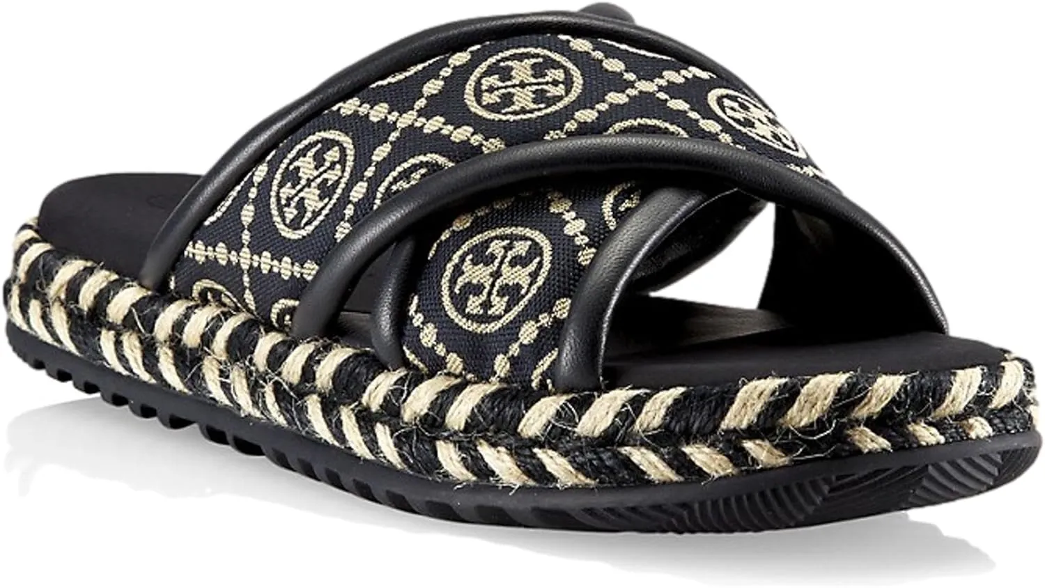 Tory Burch T Monogram Cross Espadrille Slide Sandal, Perfect Navy (8)