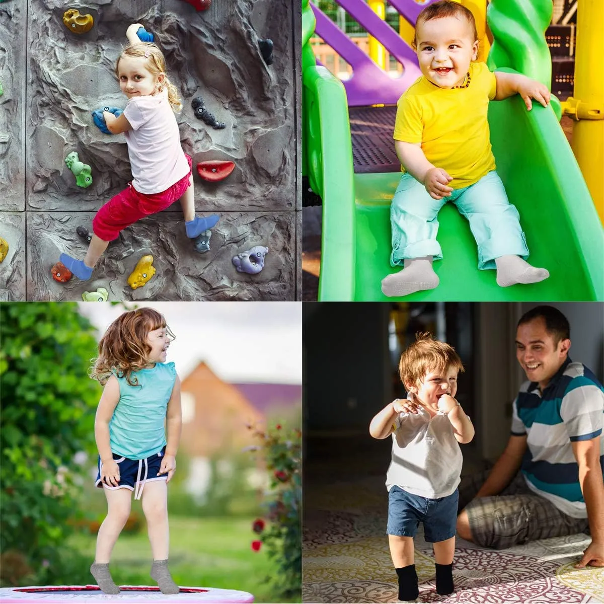 Tphon Non-Slip Toddler Socks 12 Pairs - Infant Baby Kids Grip Socks for Boys Girls, Anti-Skid Ankle for 0-7 Year Children