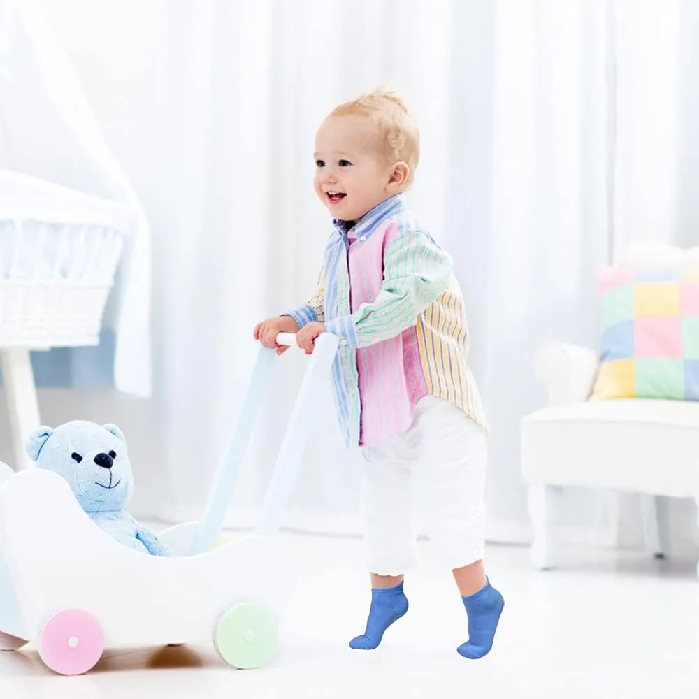 Tphon Non-Slip Toddler Socks 12 Pairs - Infant Baby Kids Grip Socks for Boys Girls, Anti-Skid Ankle for 0-7 Year Children