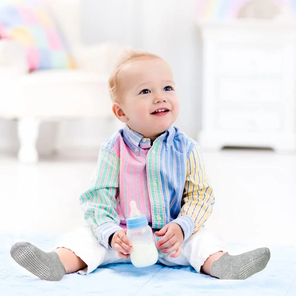 Tphon Non-Slip Toddler Socks 12 Pairs - Infant Baby Kids Grip Socks for Boys Girls, Anti-Skid Ankle for 0-7 Year Children