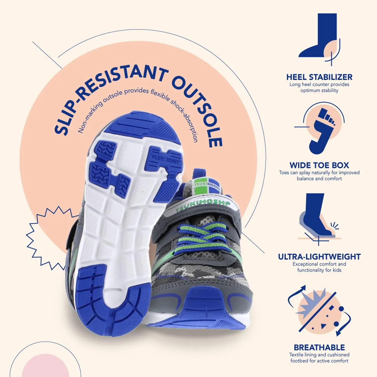 TSUKIHOSHI Boy's Youth Velocity (Little Big Kid) Sneaker