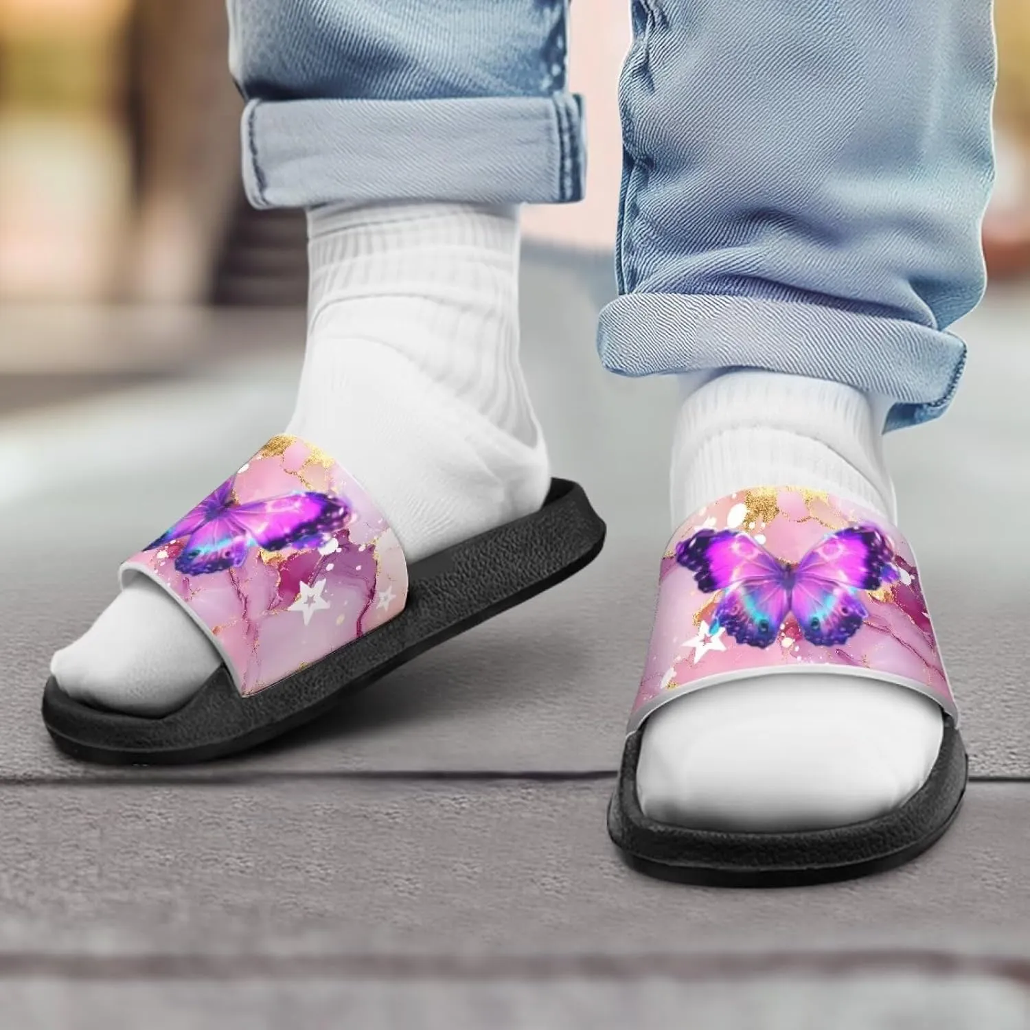 Unisex Slides for Girls Boys Comfortable Slippers Slides Non-slip Shower Shoes House Fashion Thick for Indoor & Outdoor Gifts