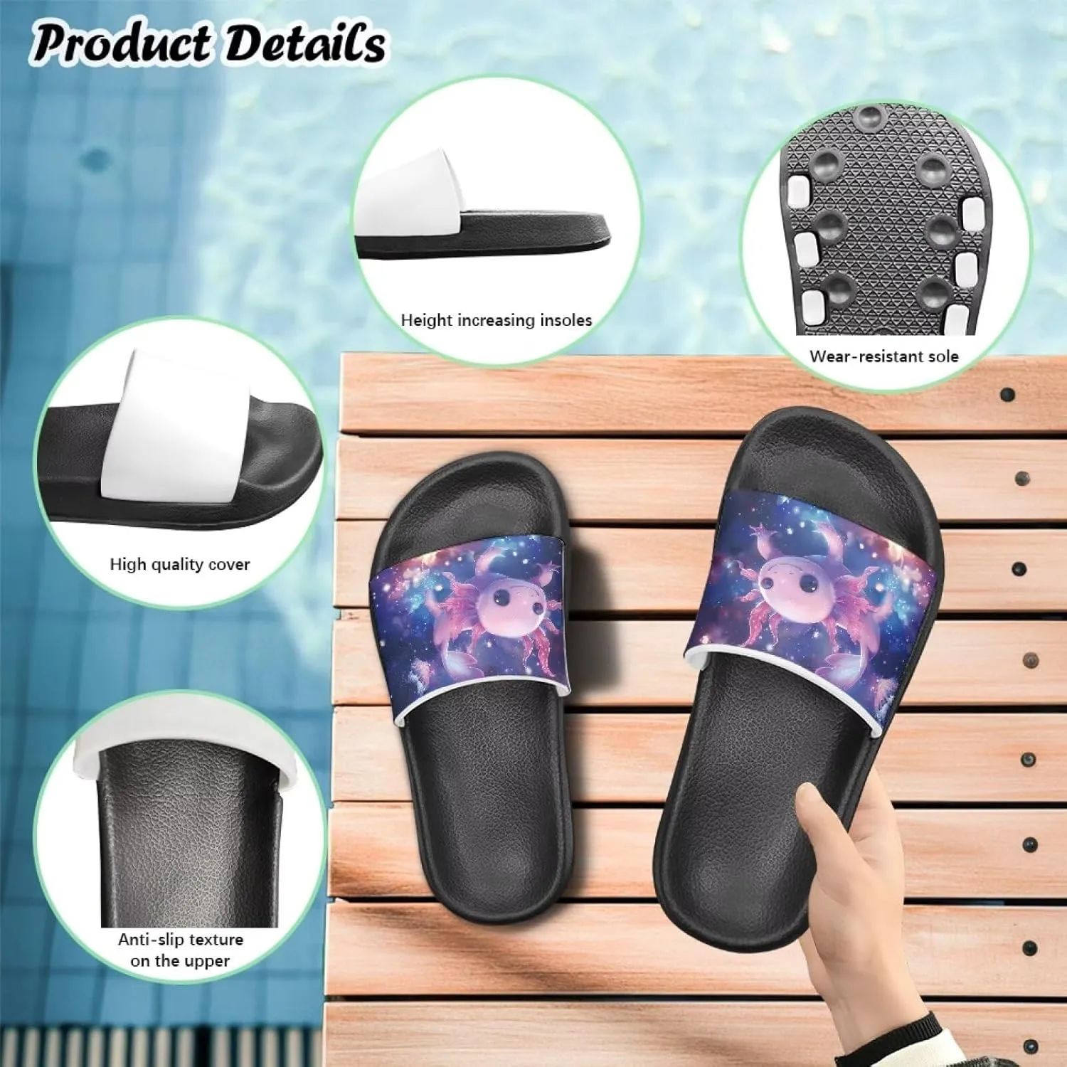 Unisex Slides for Girls Boys Comfortable Slippers Slides Non-slip Shower Shoes House Fashion Thick for Indoor & Outdoor Gifts