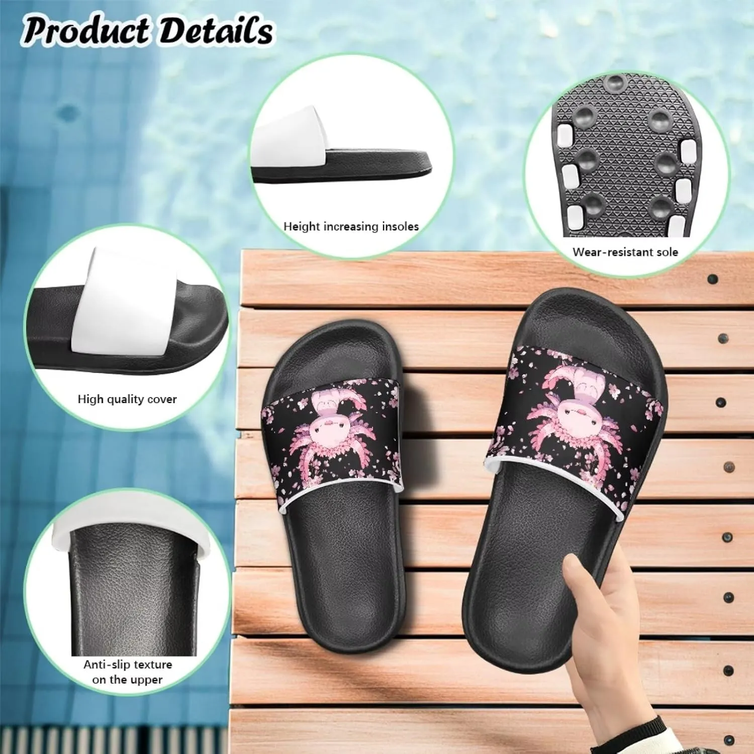 Unisex Slides for Girls Boys Comfortable Slippers Slides Non-slip Shower Shoes House Fashion Thick for Indoor & Outdoor Gifts