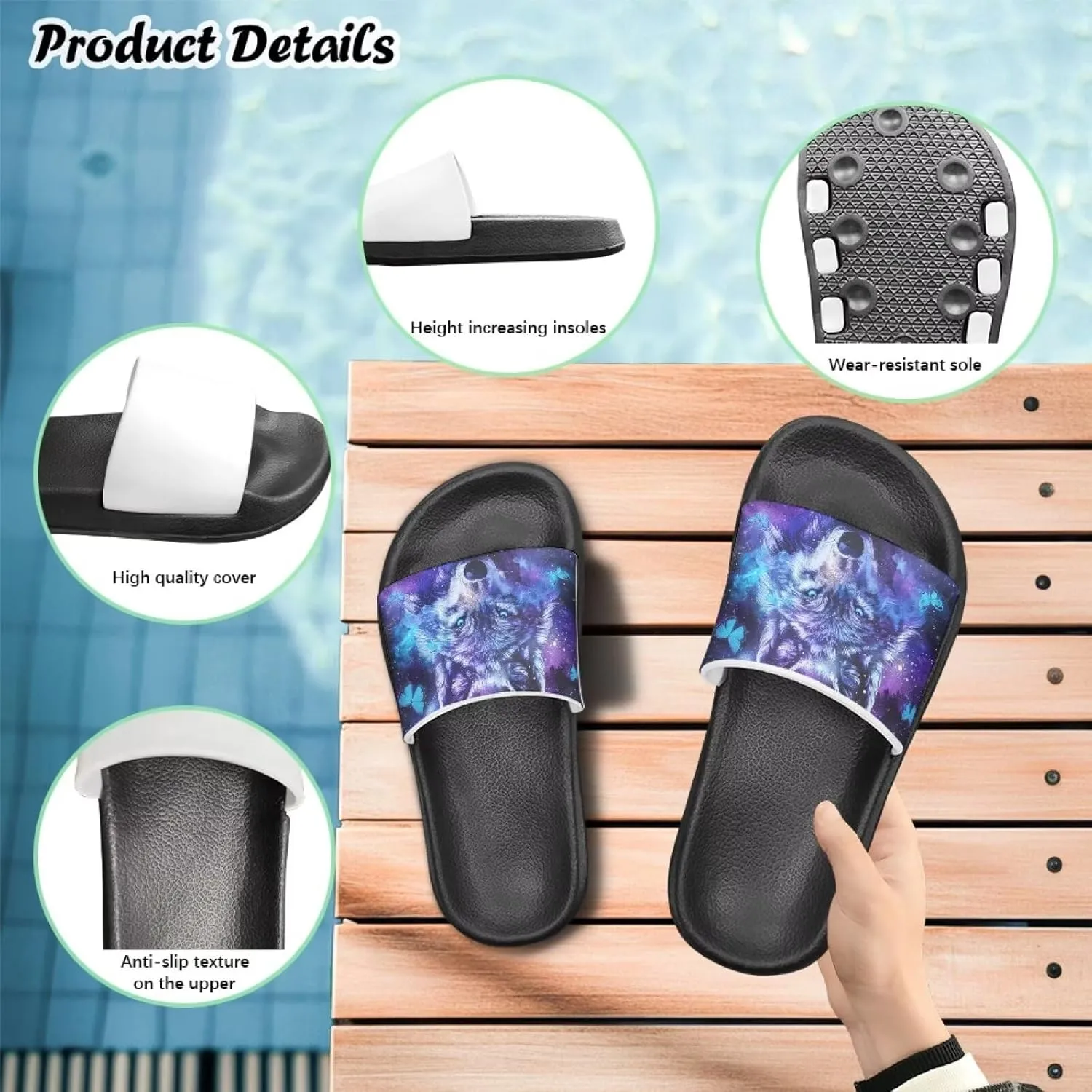 Unisex Slides for Girls Boys Comfortable Slippers Slides Non-slip Shower Shoes House Fashion Thick for Indoor & Outdoor Gifts