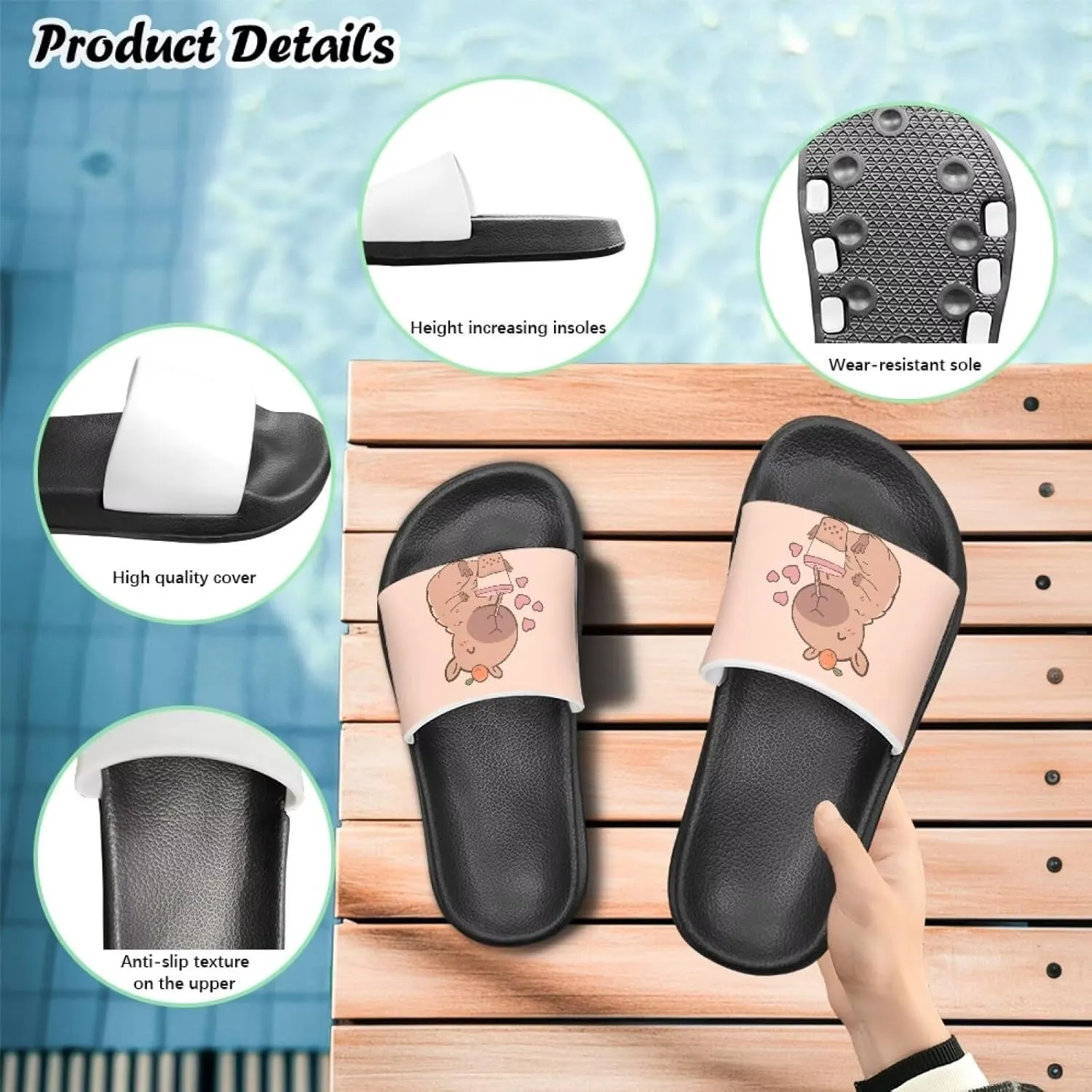Unisex Slides for Girls Boys Comfortable Slippers Slides Non-slip Shower Shoes House Fashion Thick for Indoor & Outdoor Gifts