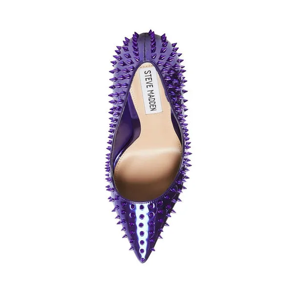 Vala-S Pointed High Purple Supportive team Stud Dress Steve Stiletto Economical shipping Printed Toe Pumps Madden