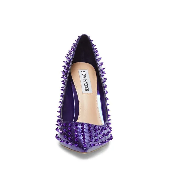 Vala-S Pointed High Purple Supportive team Stud Dress Steve Stiletto Economical shipping Printed Toe Pumps Madden
