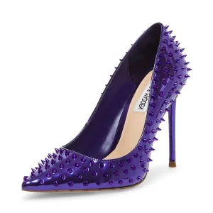 Vala-S Pointed High Purple Supportive team Stud Dress Steve Stiletto Economical shipping Printed Toe Pumps Madden