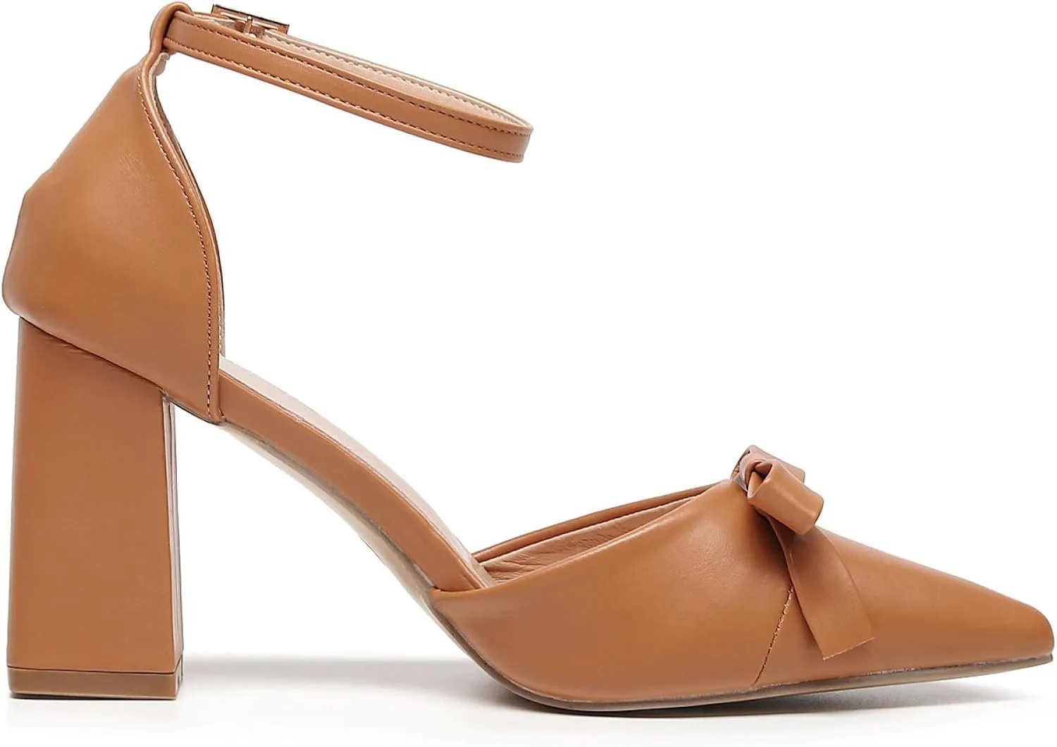 VenusCelia Women's Brightest Strap Pump Block Heel Shoe