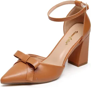 VenusCelia Women's Brightest Strap Pump Block Heel Shoe