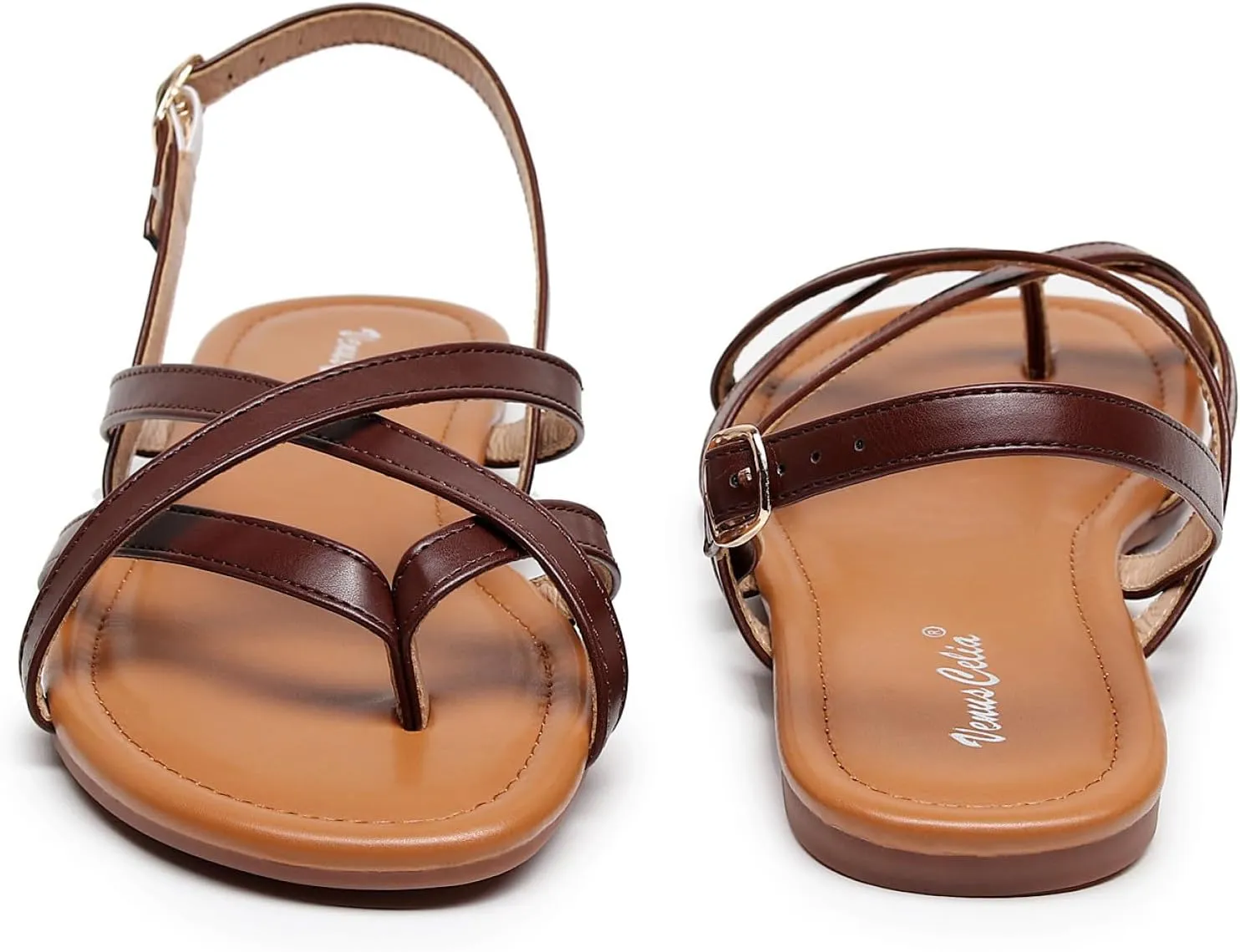 VenusCelia Women's X-Band Strap Flat Sandal