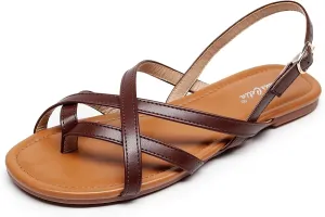 VenusCelia Women's X-Band Strap Flat Sandal