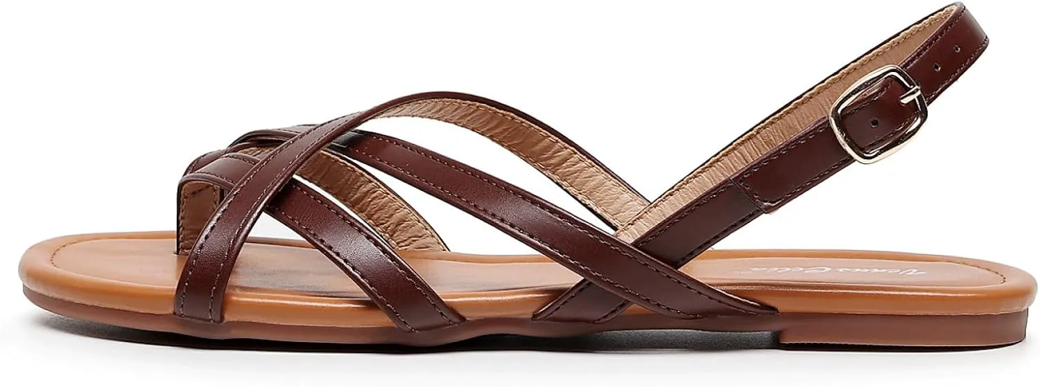 VenusCelia Women's X-Band Strap Flat Sandal