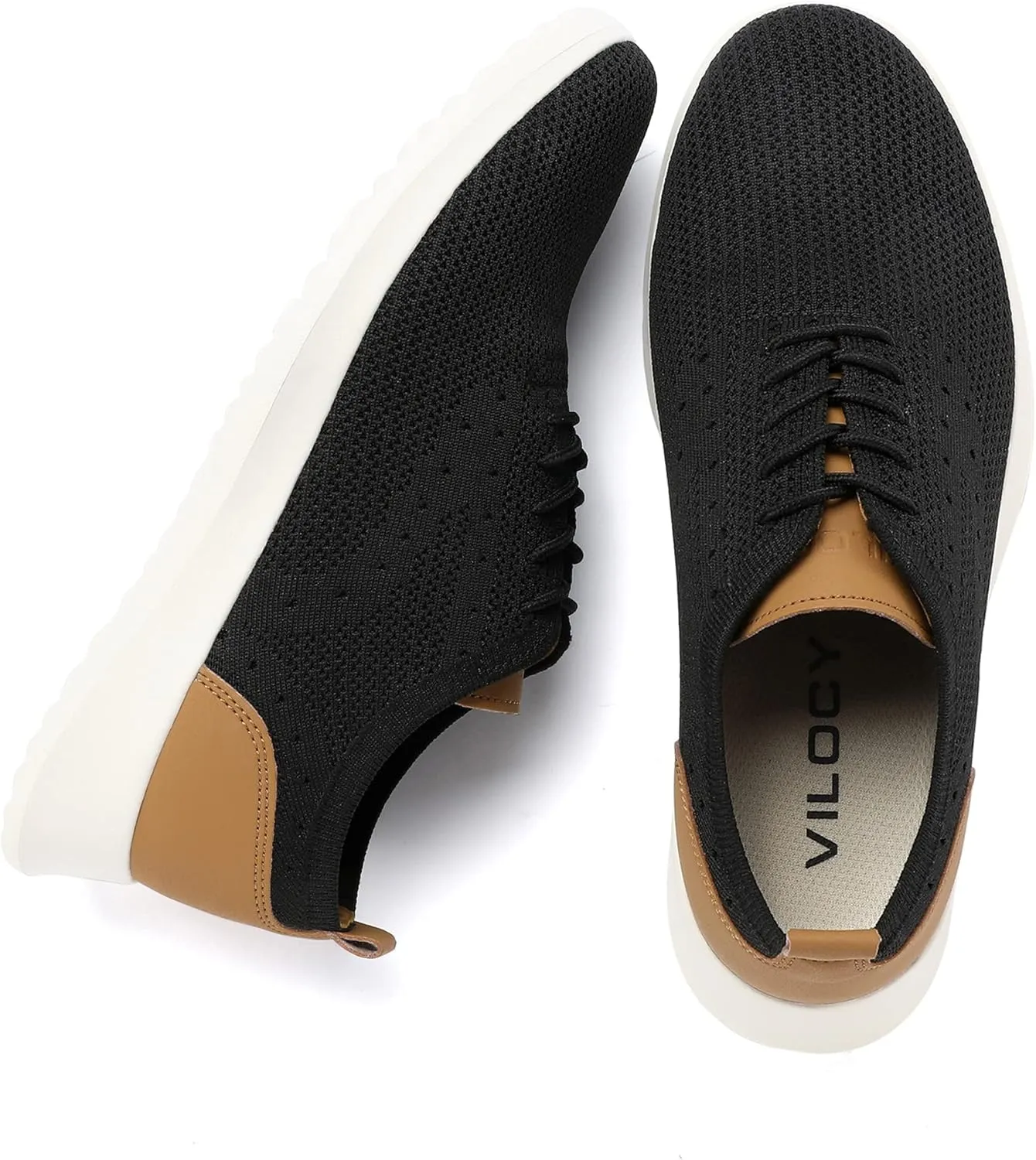 VILOCY Men's Casual Dress Oxfords Shoes Knit Lightweight Breathable Fashion Sneaker