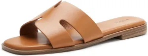 vodvob Women's Wide Width Slide Sandals Memory Foam Comfortable Dressy Flat Sandal Casual Summer Shoes