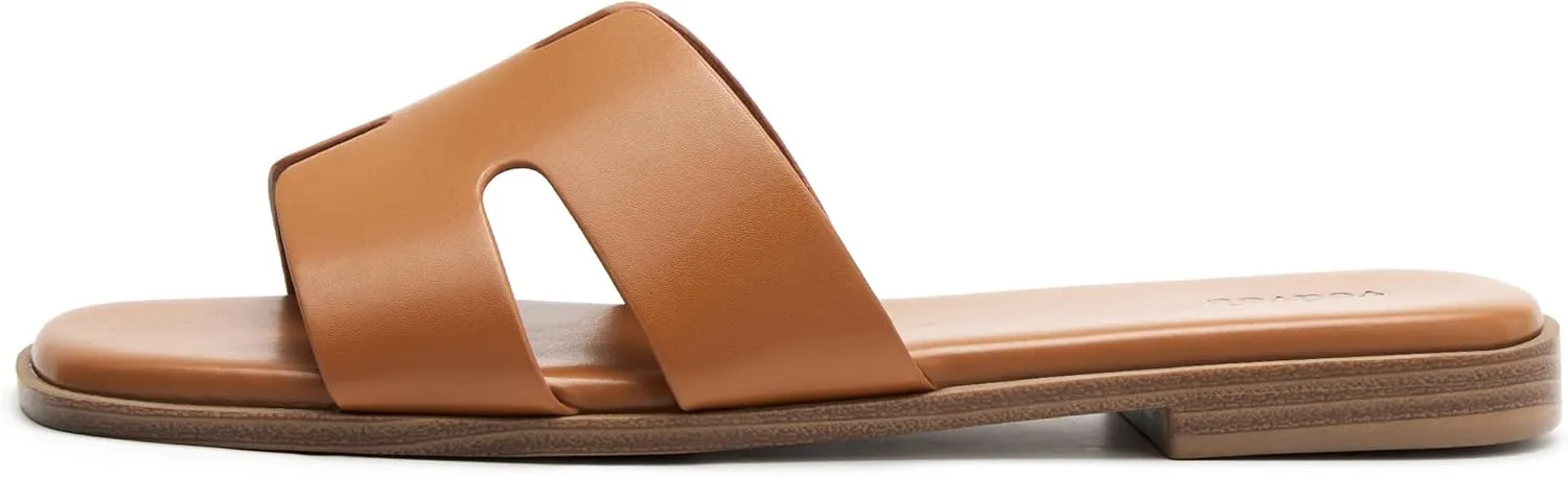 vodvob Women's Wide Width Slide Sandals Memory Foam Comfortable Dressy Flat Sandal Casual Summer Shoes