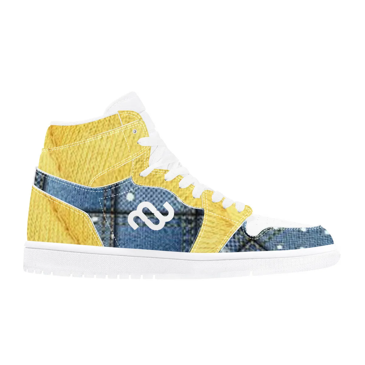 Voice-activated Denim Chic Yellow Leather Synthetic High Bushae Money Top Sneaker D17