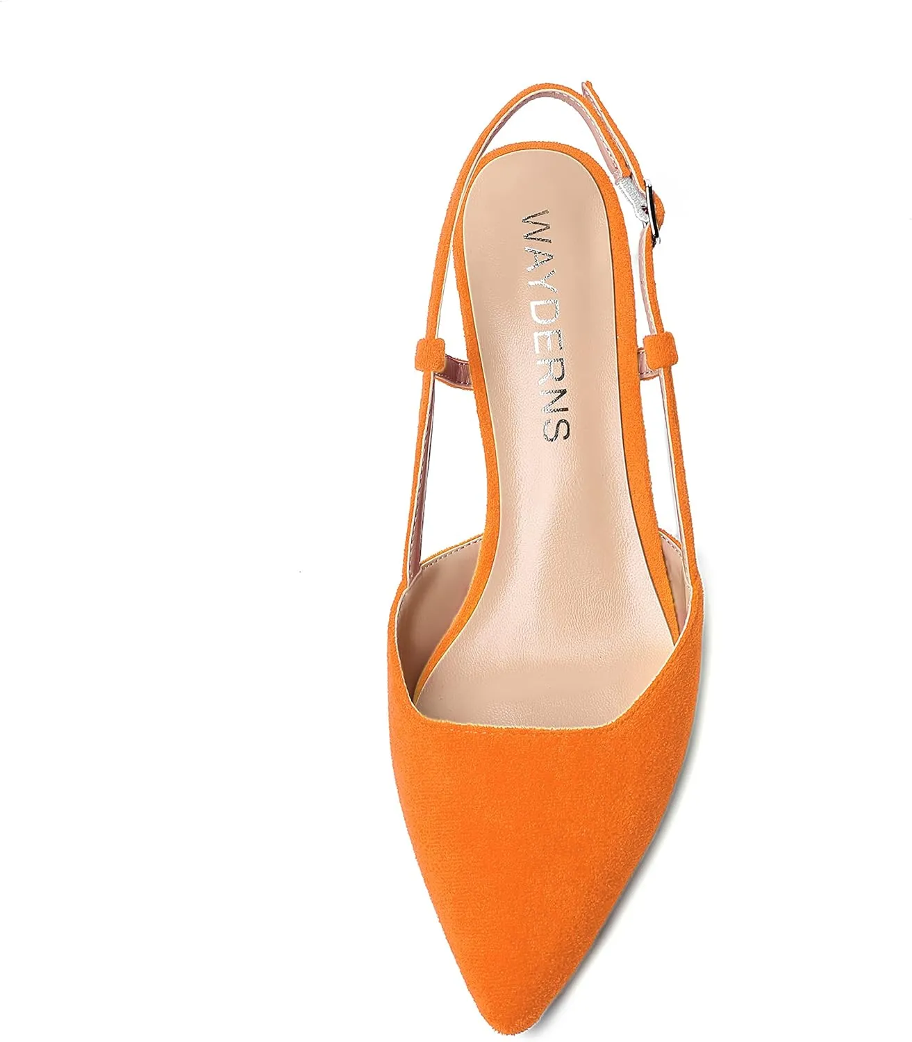 WAYDERNS Womens Suede Slingback Ankle Strap Wedding Solid Fashion Pointed Toe Buckle Kitten Low Heel Pumps Shoes 1.5 Inch