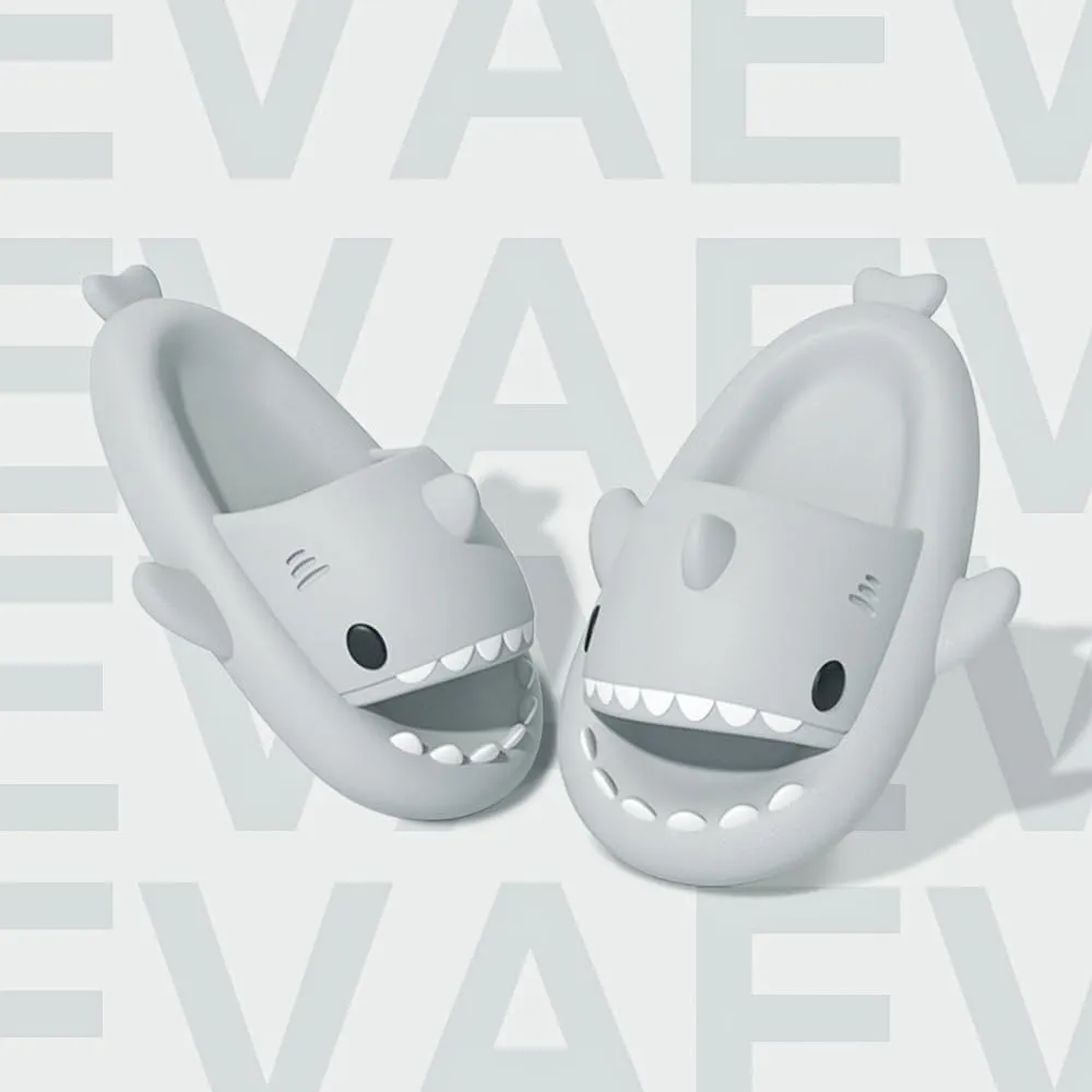 welltree Shark Slides for Women and Men Novelty Pillow Slippers Open Toe Shark Sandals Cushioned Cloud Slides