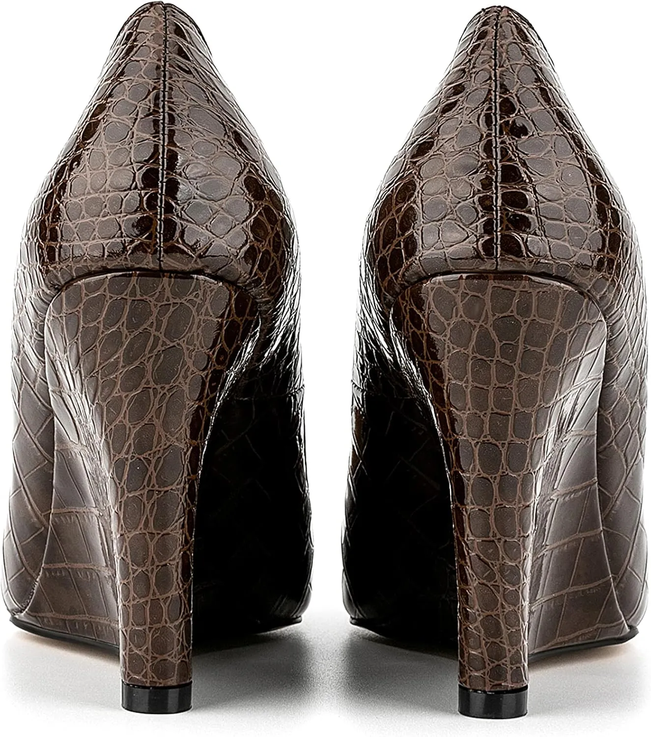 Women Formal Vegan Oil Leather Slip on Pumps Pointed Toe Slide Elegant Croc Skin Prints Shoes
