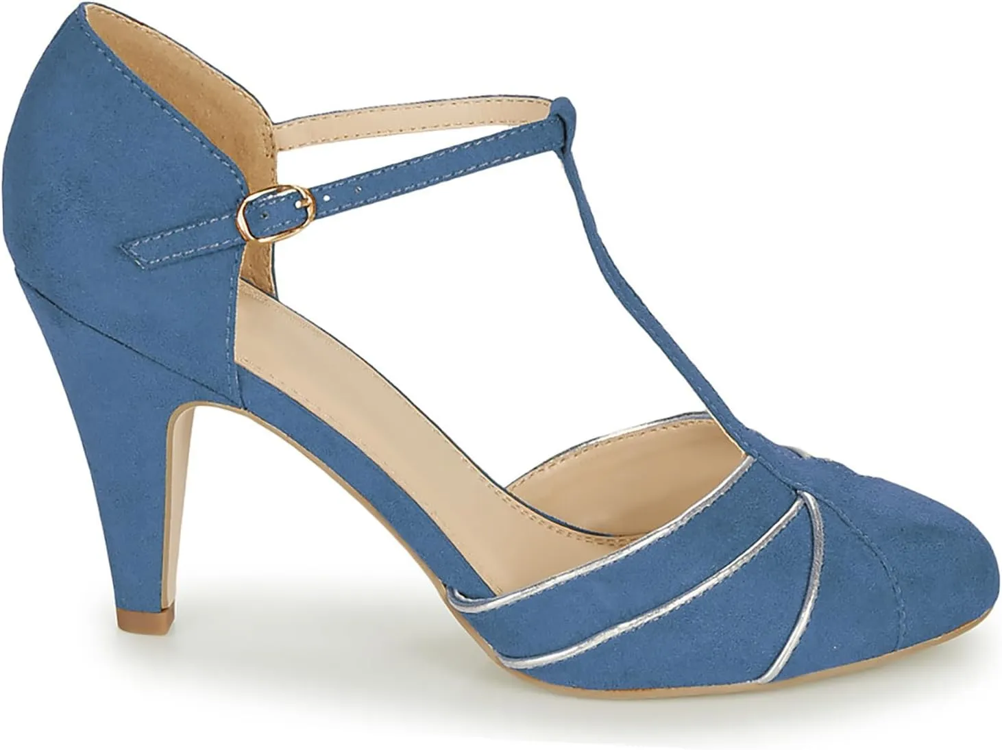 Women Kitten Heel Mary Janes Round Toe Ankle T-Strap Mary Jane Pumps Suede 3 inch Kitten Heel Pump Shoes Cut Out Ankle Strap Buckle Mary Jane Heels Retro Elegant Wedding 4-11 M US