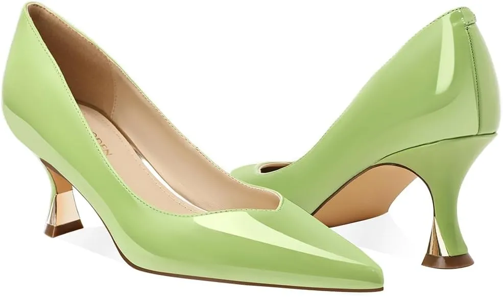 Women Low Kitten Heels Women's Dressy Pumps Pointed Closed Toe Elegant Wedding Pumps Formal Work Office Comfortable Shoes Classic Pumps for Women