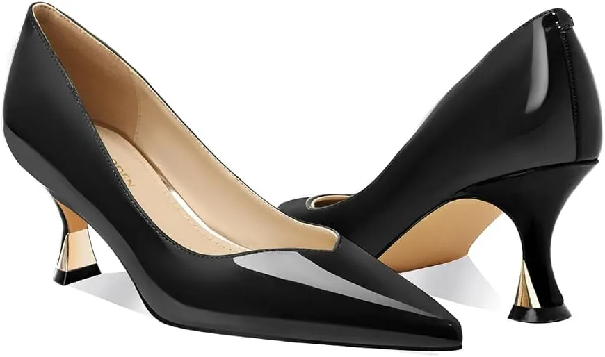 Women Low Kitten Heels Women's Dressy Pumps Pointed Closed Toe Elegant Wedding Pumps Formal Work Office Comfortable Shoes Classic Pumps for Women