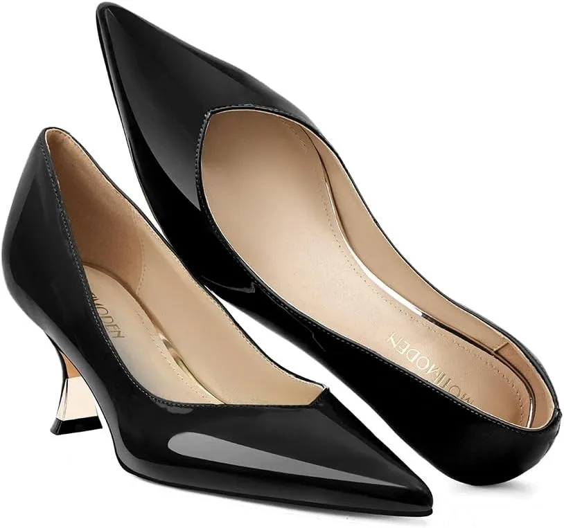 Women Low Kitten Heels Women's Dressy Pumps Pointed Closed Toe Elegant Wedding Pumps Formal Work Office Comfortable Shoes Classic Pumps for Women