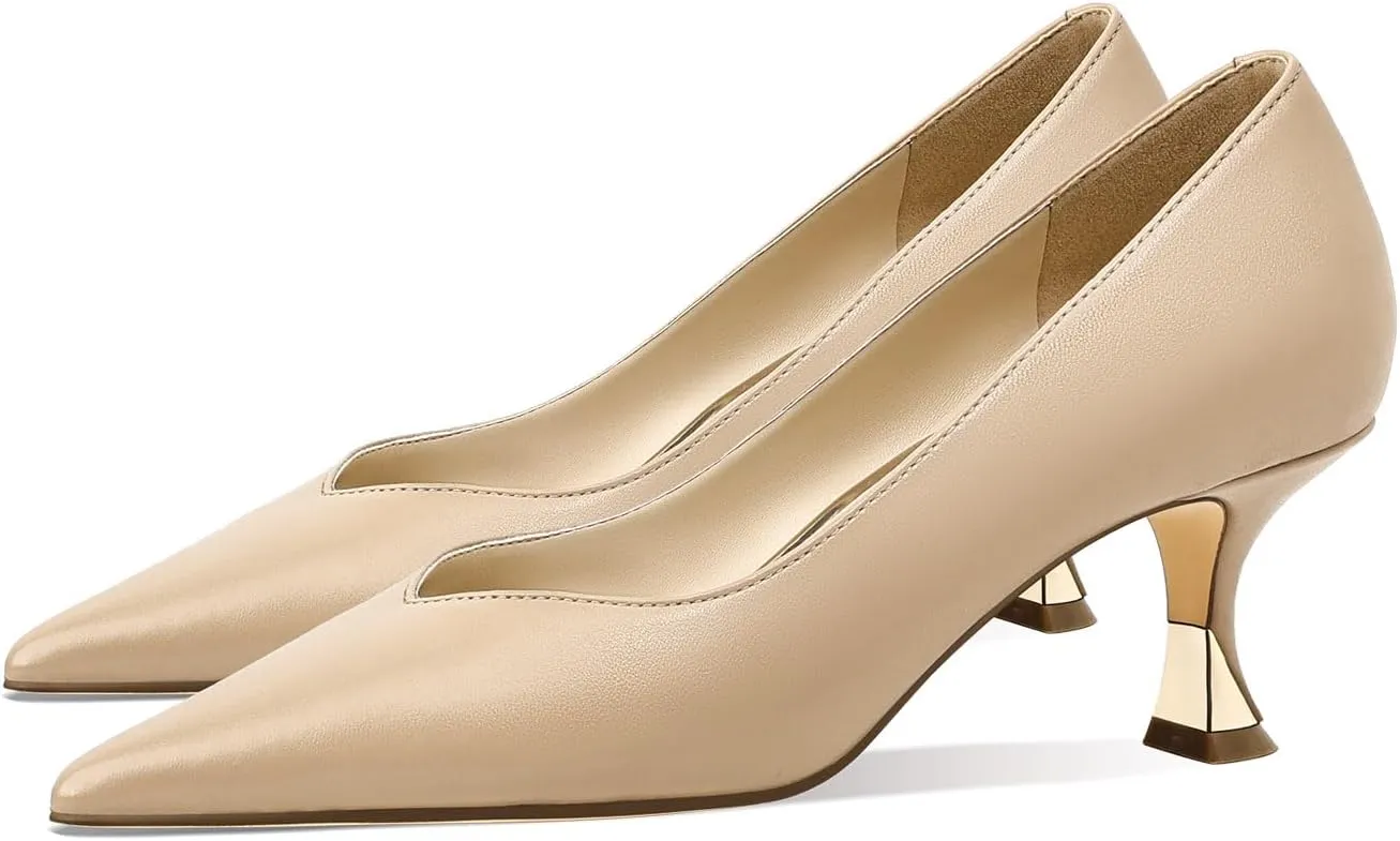 Women Low Kitten Heels Women's Dressy Pumps Pointed Closed Toe Elegant Wedding Pumps Formal Work Office Comfortable Shoes Classic Pumps for Women