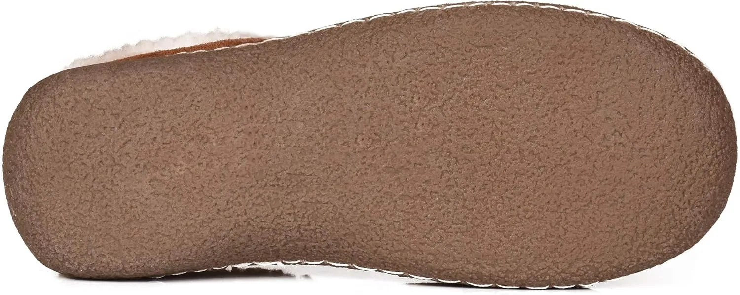 Women's 80-D Memory Foam Nakiska Slide House Slippers with Micro Suede and Faux Fur Fleece Lining with Man Made Wool