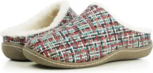 Women's 80-D Memory Foam Nakiska Slide House Slippers with Micro Suede and Faux Fur Fleece Lining with Man Made Wool