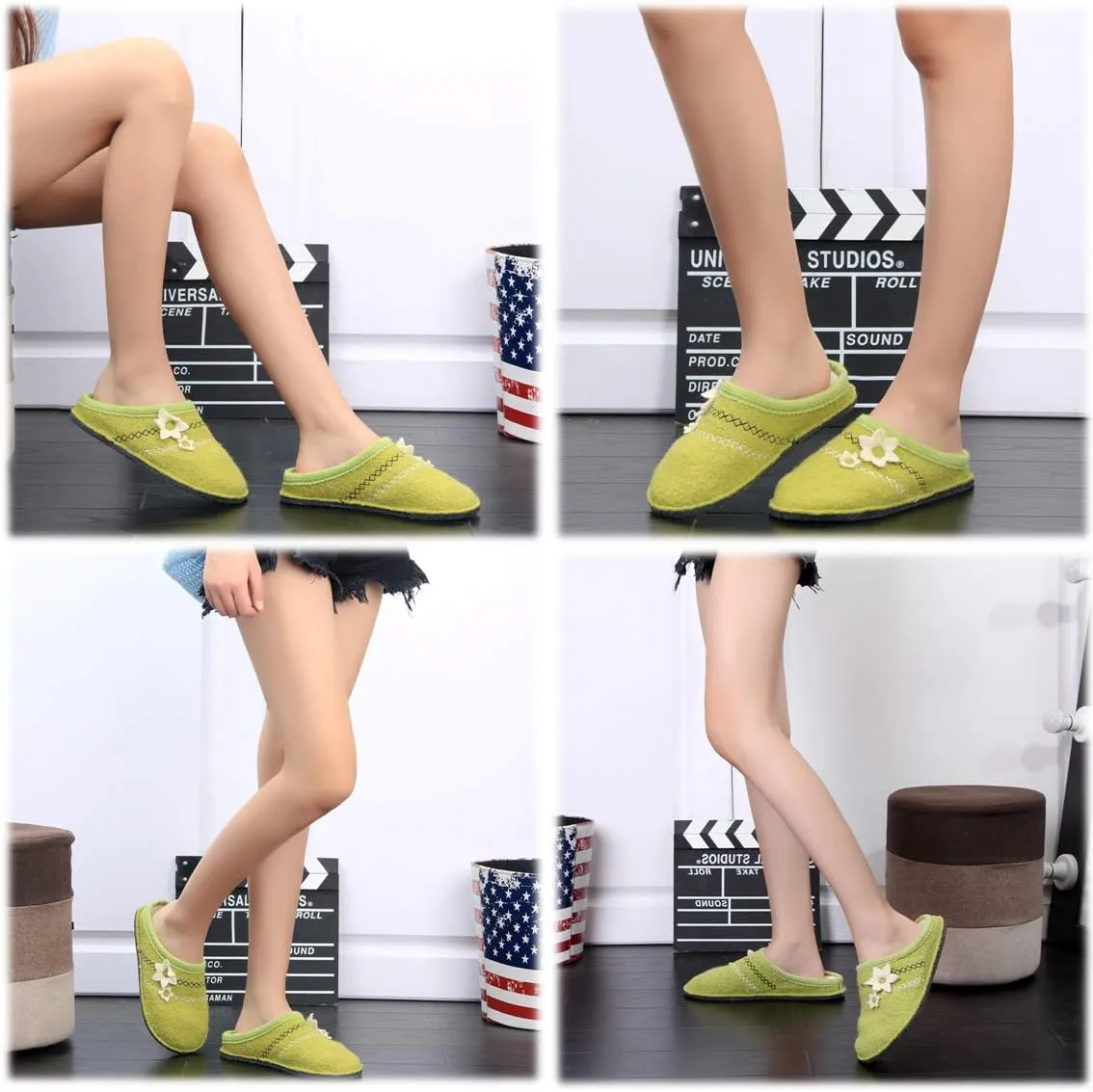 Women's Boiled Wool House Slippers Breathable Sweat Free Clog Slip on Mule Indoor/Outdoor Slipper