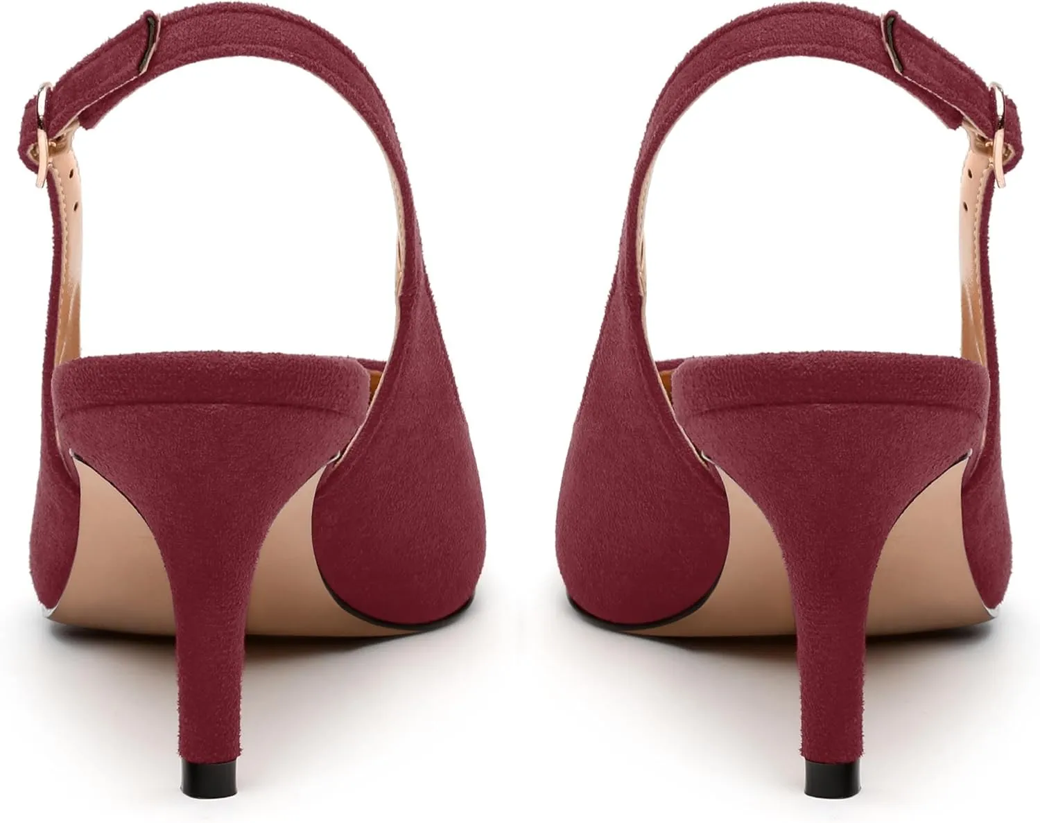 Women's Buckle Slingback Pumps, Pointed Closed Toe Mid Stiletto Heels, Slip On Fashion Solid Suede Working Wedding Dress Shoes for Women
