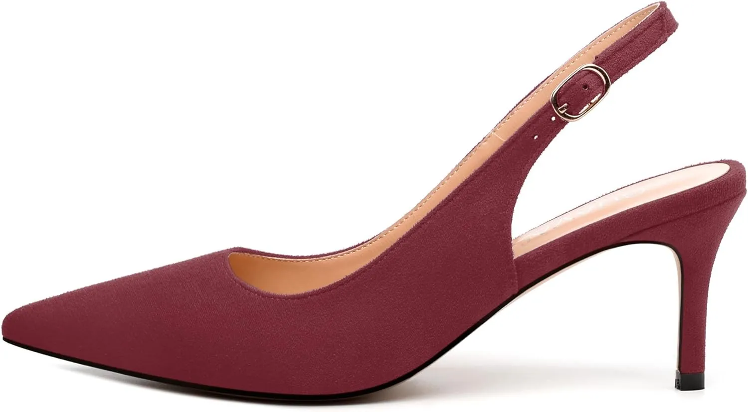 Women's Buckle Slingback Pumps, Pointed Closed Toe Mid Stiletto Heels, Slip On Fashion Solid Suede Working Wedding Dress Shoes for Women
